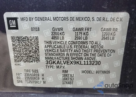 2019 GMC Terrain Slt from USA, damaged, VIN 3GKALVEX9KL113230